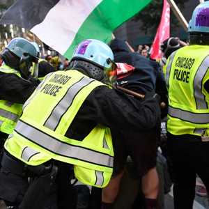 من الاحتجاجات أمام القنصلية الإسرائيلية في شيكاغو