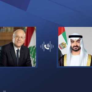 رئيس الإمارات يتلقى اتصالا هاتفيا من رئيس الحكومة اللبنانية