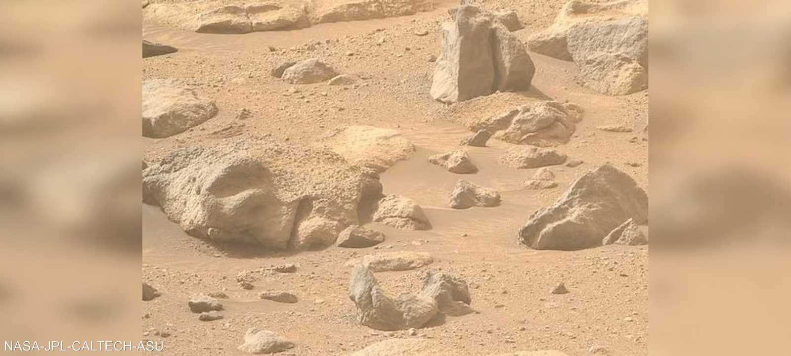 تبدو الصخرة الغريبة وكأنها عبارة عن رأس مسحوق قليلا