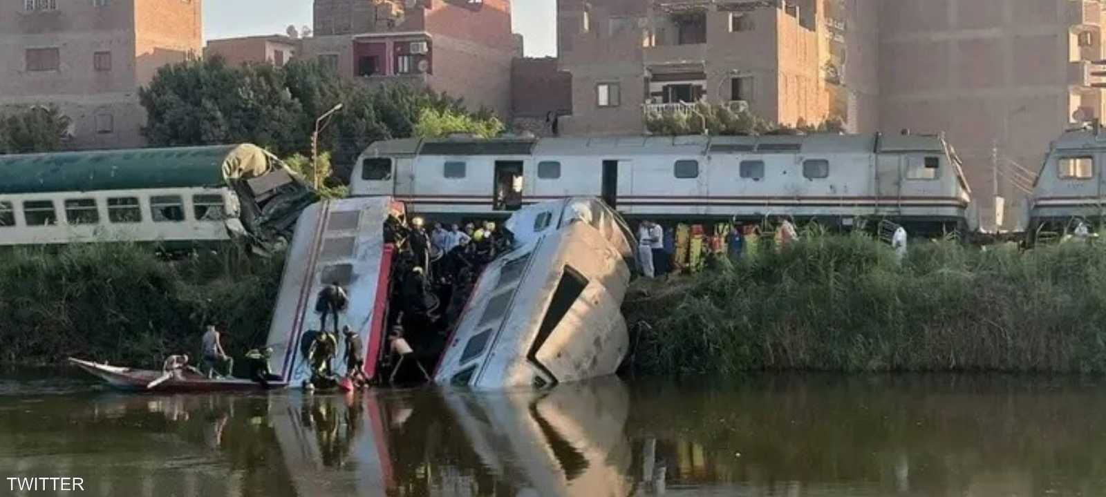 لقطة من مواقع تويتر للحادثة قطار المنيا