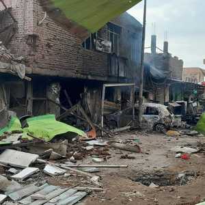 خلف القصف دمارا واسعا في السوق المركزي