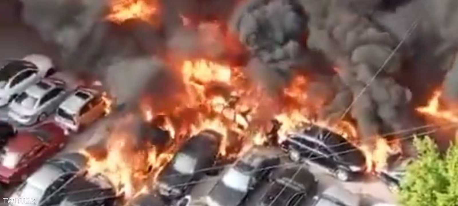 من الحريق في منطقة الحمرا في بيروت