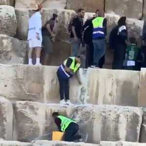 لقطة من الفيديو المنتشر لعمال الهرم