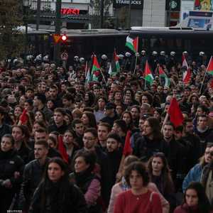 جانب من المسيرة في اليونان