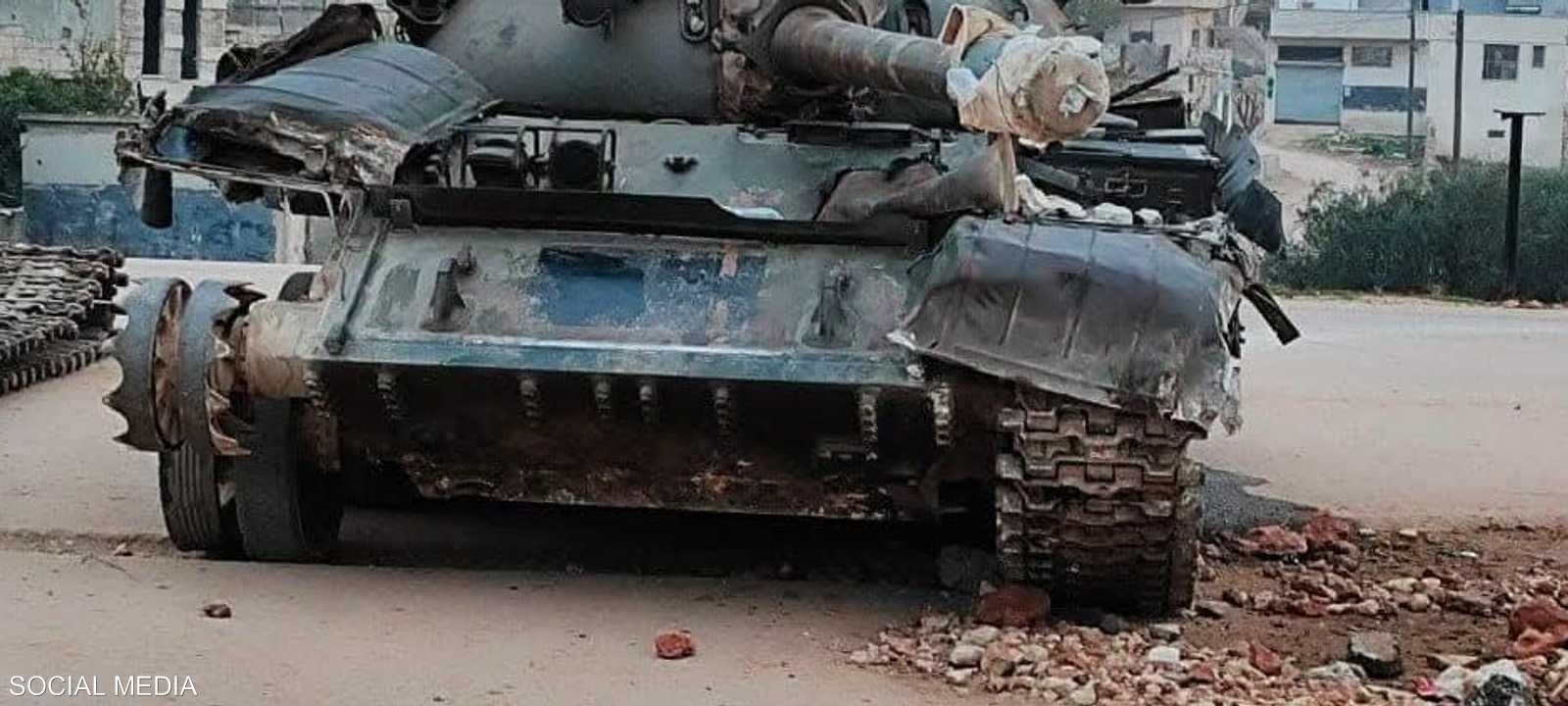 دبابة سورية دمرت في المعارك