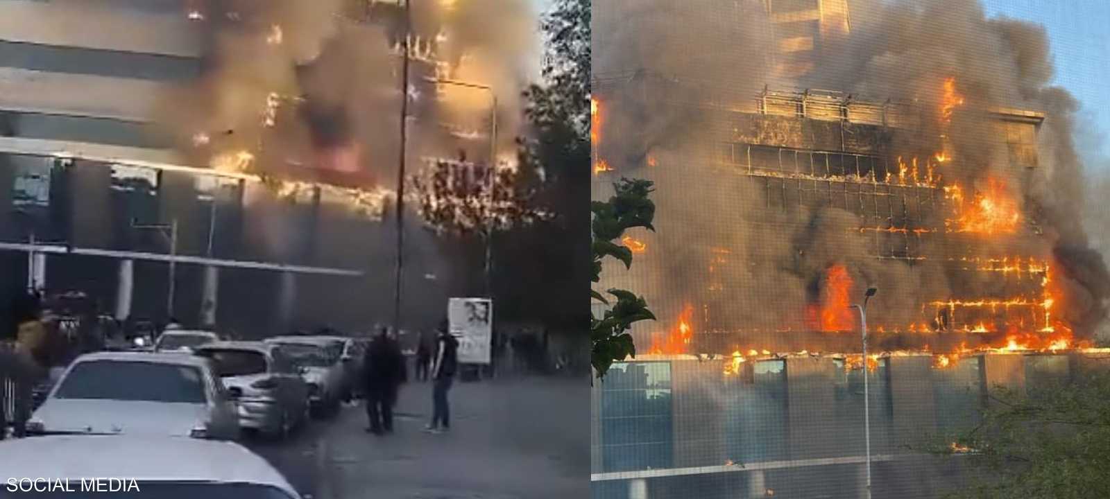 من الصور المتداولة للقصف الإسرائيلي لمركز الأبحاث