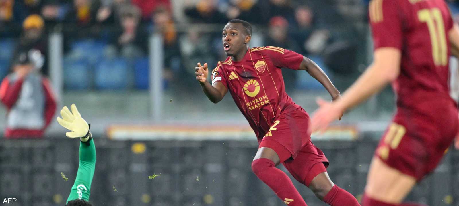 سعود عبد الحميد مسجلا هدفه الأول مع روما