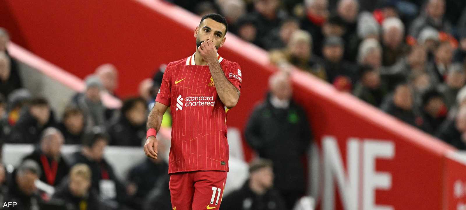 النجم المصري محمد صلاح خلال المباراة أمام فولهام