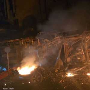 من الصور المتداولة للتفجير بمنبج مساء الجمعة