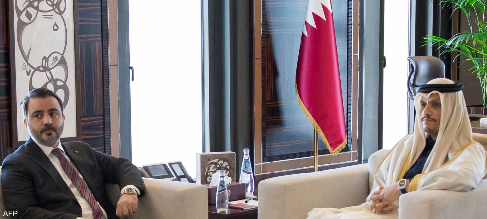 وزير الخارجية السوري خلال لقائه مع رئيس الوزراء القطري