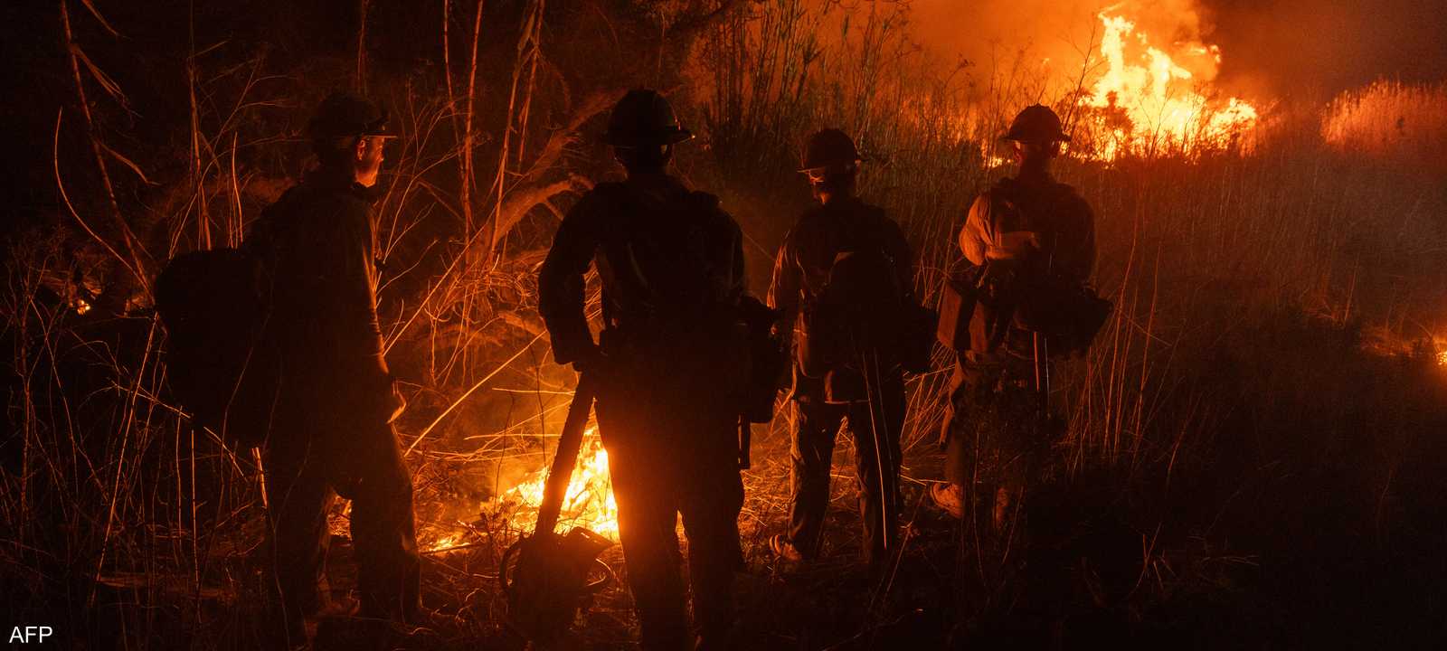 يكافح رجال الإطفاء في وقف زحف الحرائق بلوس أنجلوس