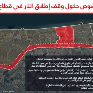 الخريطة التحذيرية التي نشرها الجيش الإسرائيلي