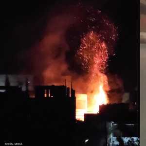 من الصور المتداولة للقصف الإسرائيلي