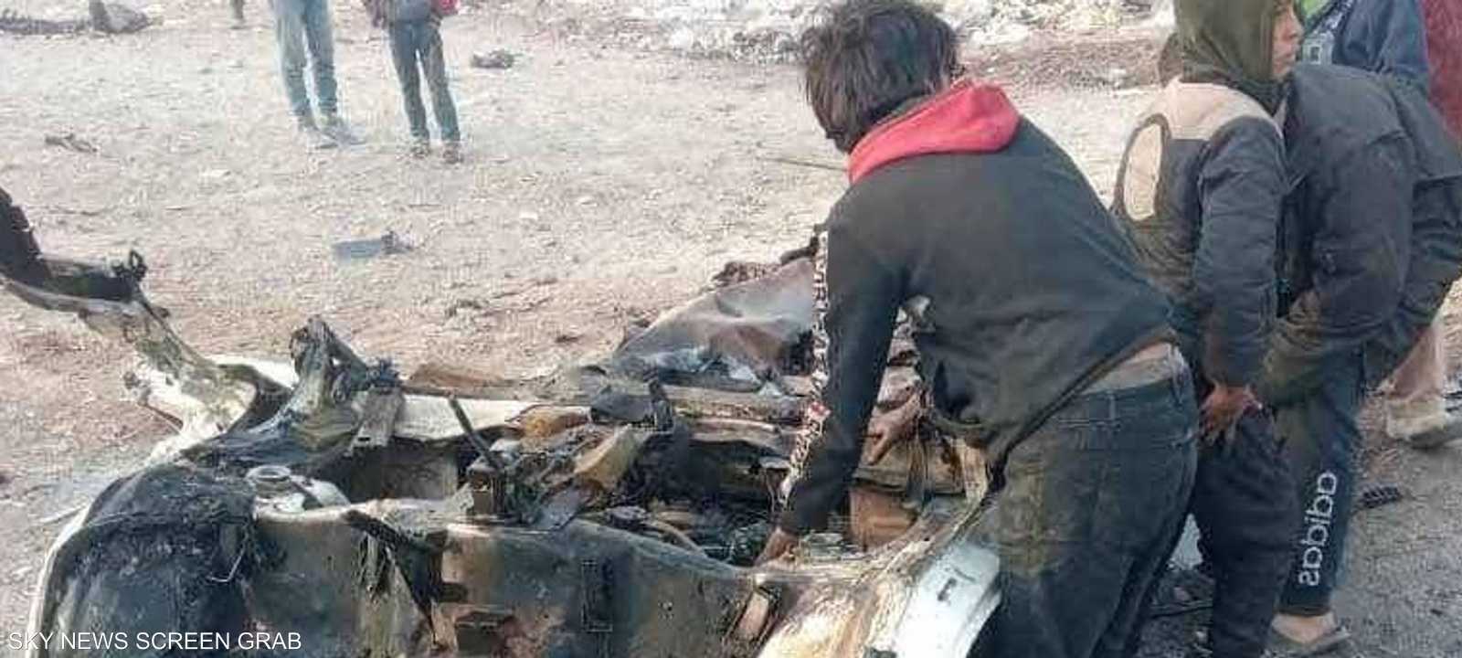 صورة متداولة للسيارة المفخخة في منبج