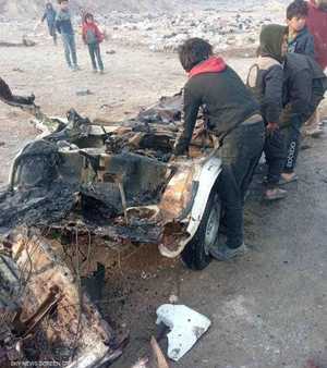صورة متداولة للسيارة المفخخة في منبج