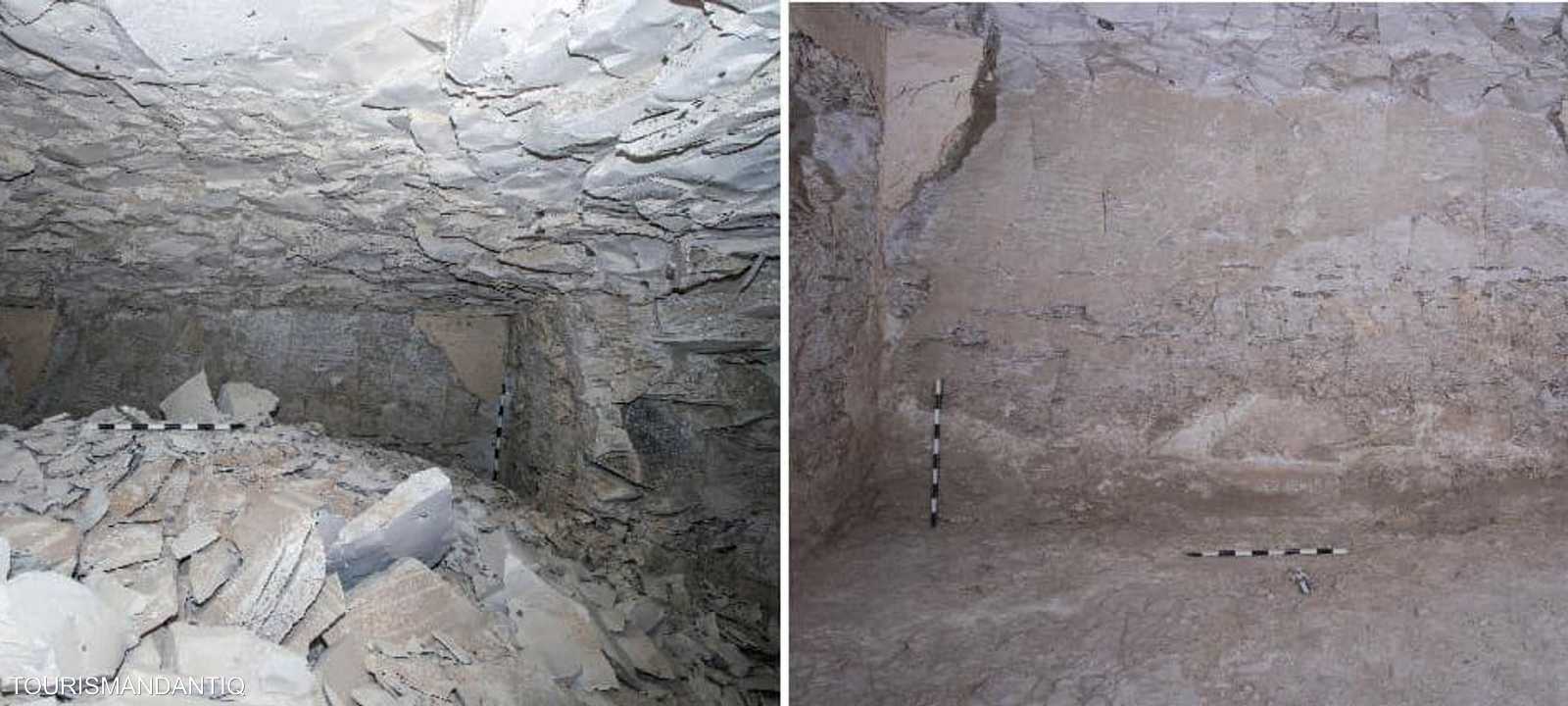 تضم المقبرة ممر بأرضية مغطاة بطبقة الجص الأبيض