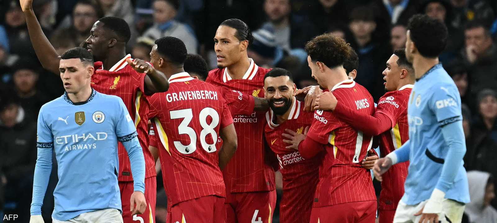 فرحة لاعبي ليفربول بهدف محمد صلاح