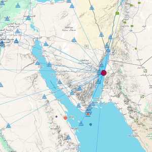 مركز الزلزال في خليج العقبة