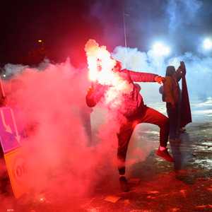 من الاحتجاجات قرب بلدية إسطنبول