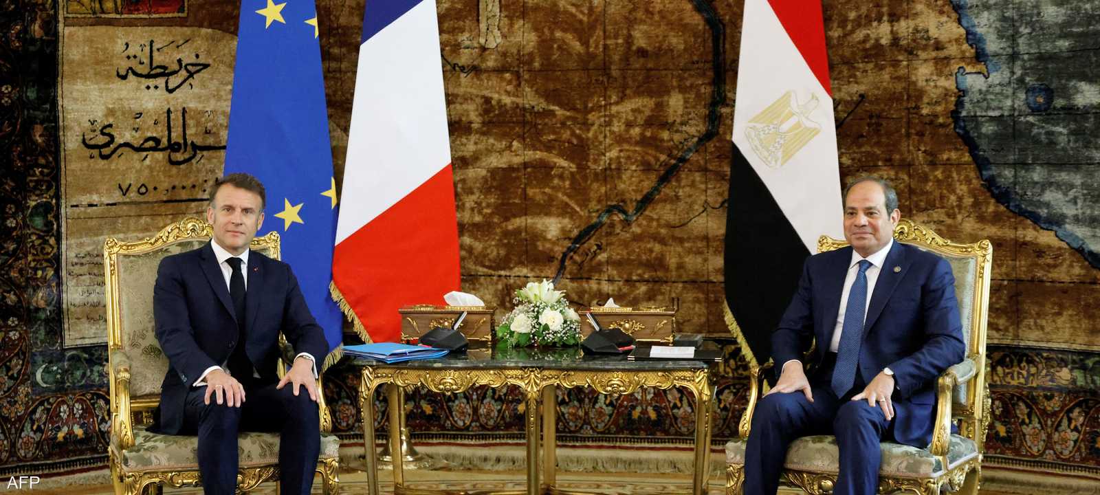 السيسي استقبل ماكرون في قصر الاتحادية
