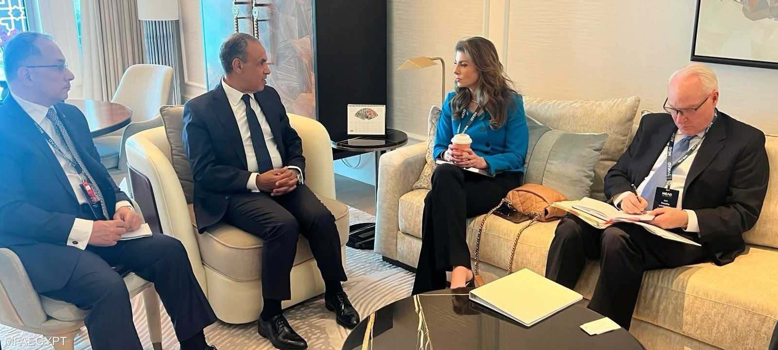 بدر عبد العاطي خلال لقائه مورغان أورتاغس وتيم ليندر كينغ