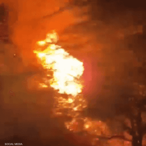 سقوط الشظايا أدى إلى نشوب حريق