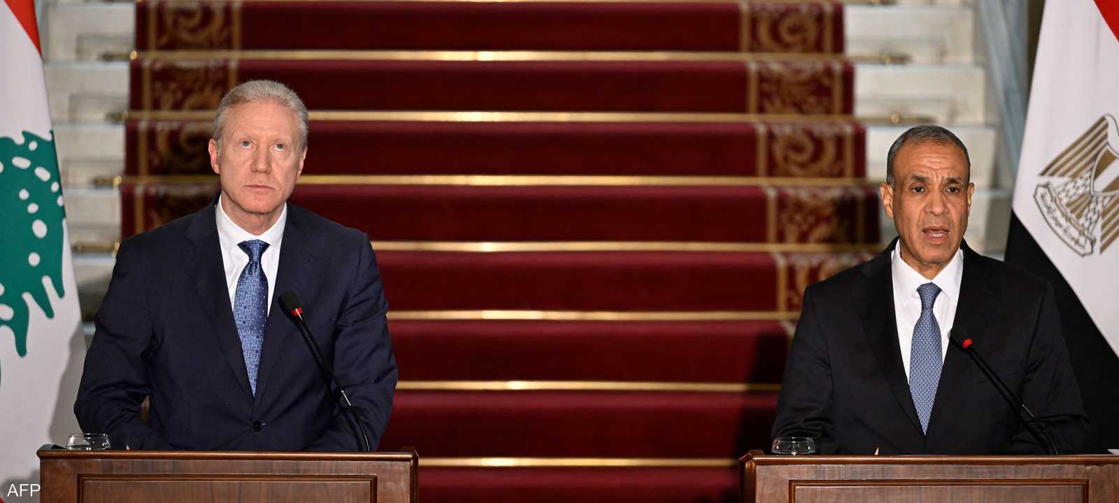 وزير الخارجية المصري ونظيره اللبناني في مؤتمر صحفي بالقاهرة