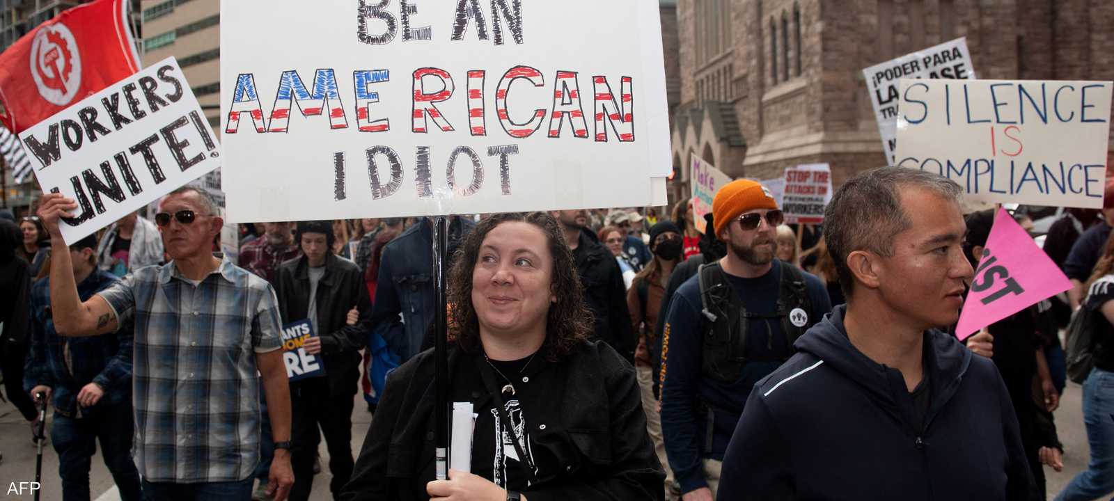 مظاهرة في عيد العمال ضد ترامب وسياساته المتعلقة بالهجرة