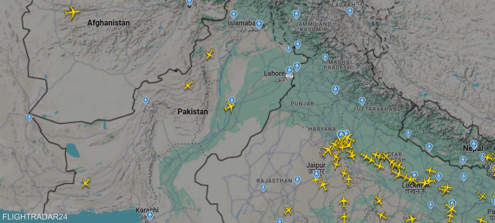 حركة الطيران فوق باكستان