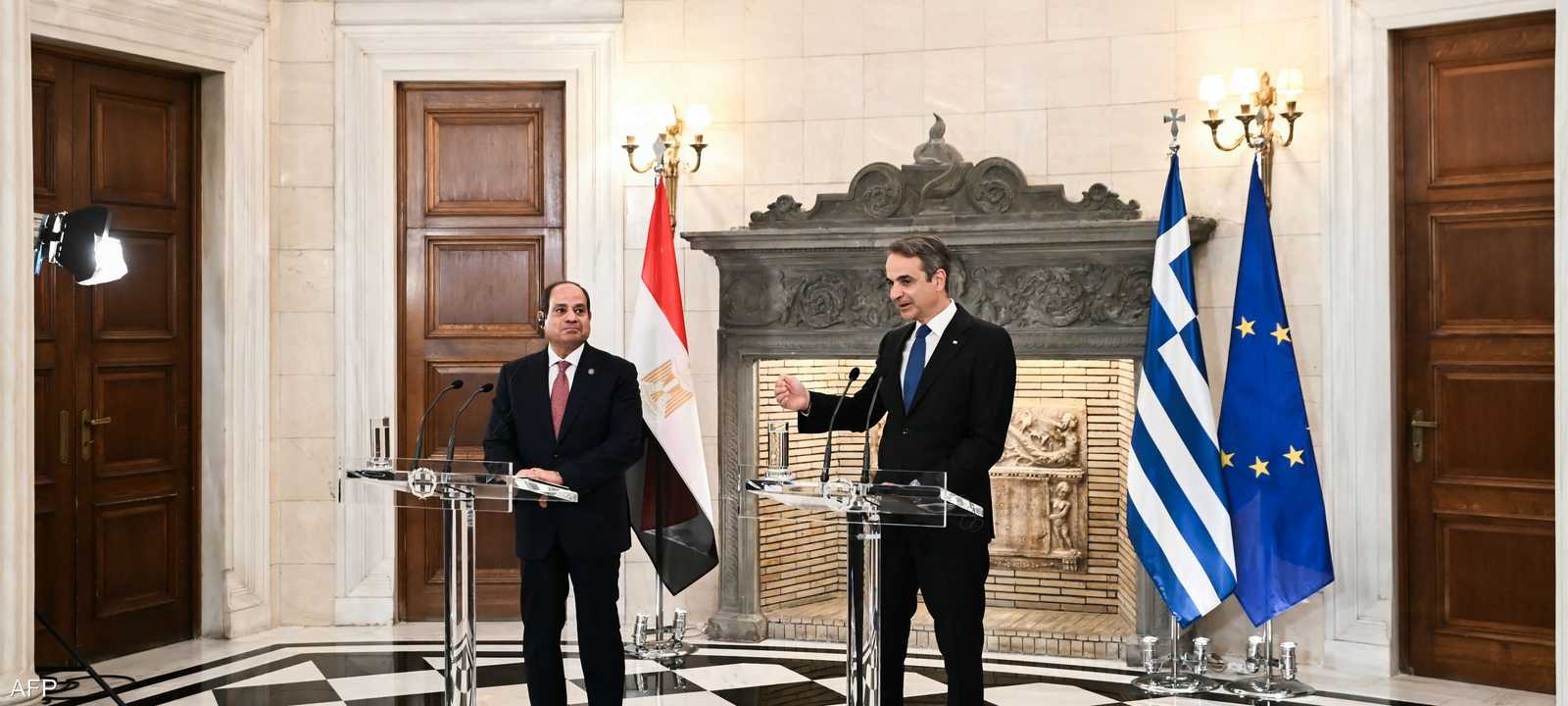 الرئيس المصري عبد الفتاح السيسي ورئيس الوزراء اليوناني