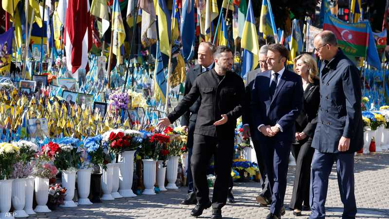 زعماء بريطانيا وفرنسا وبولندا وألمانيا مع الرئيس الأوكراني