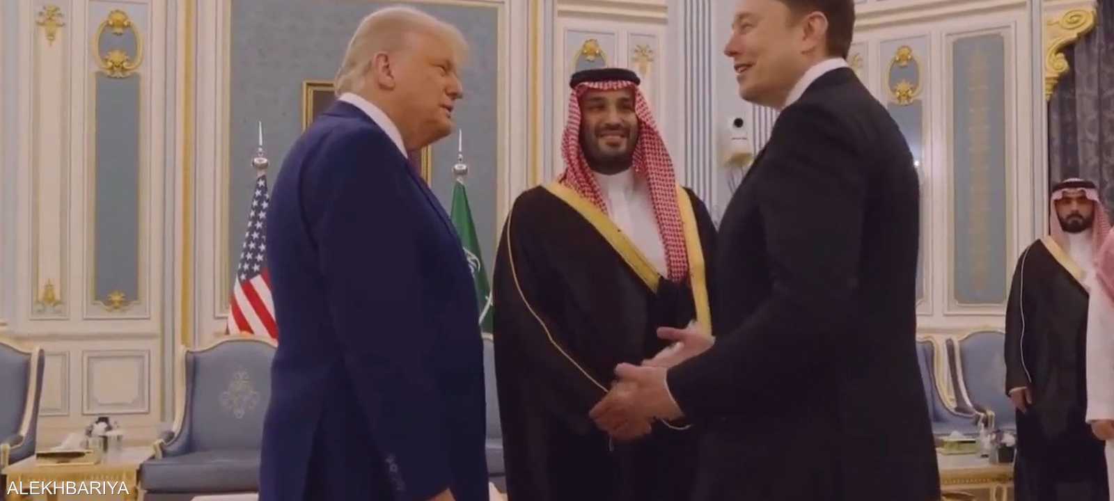 ولي العهد السعودي وماسك وترامب في السعودية