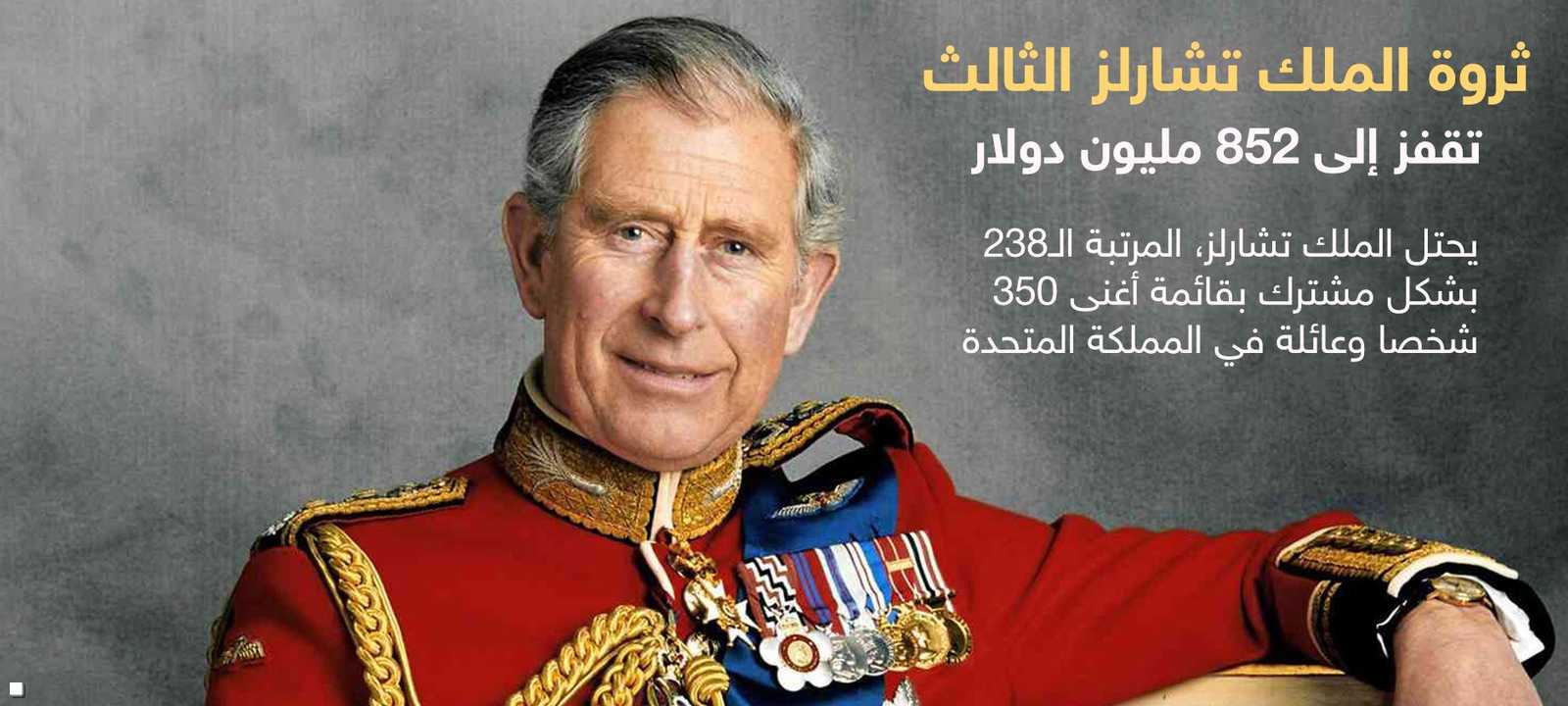 ثروة الملك تشارلز ارتفعت إلى 852 مليون دولار