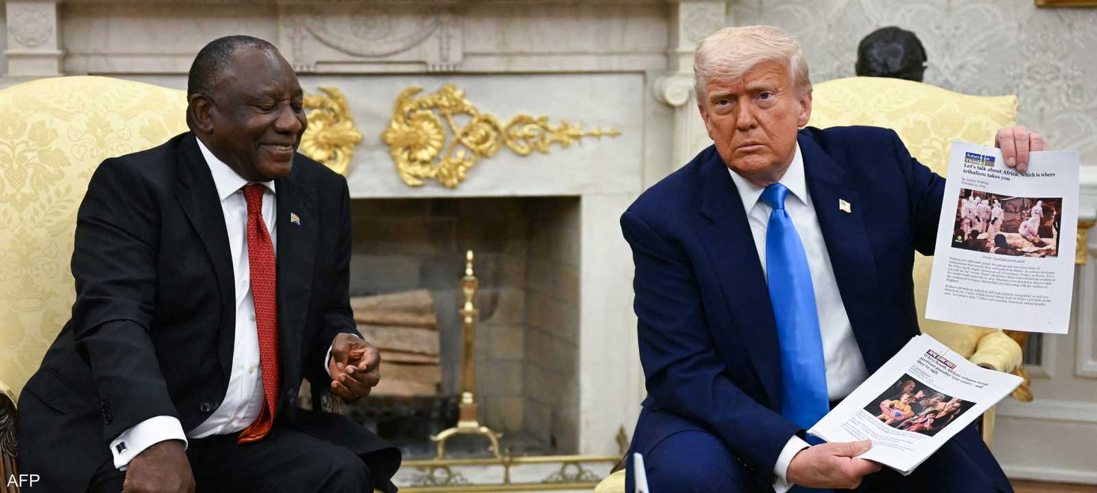 ترامب يفاجئ رئيس جنوب إفريقيا بأدلة "إبادة جماعية"