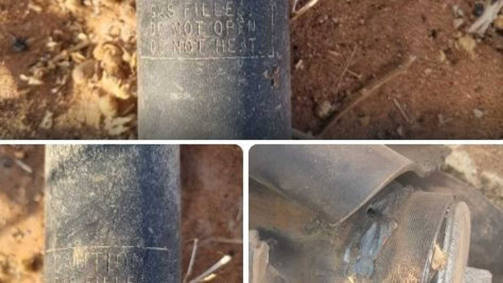 قذيفة مكتوب عليها أنها تحتوي على غاز