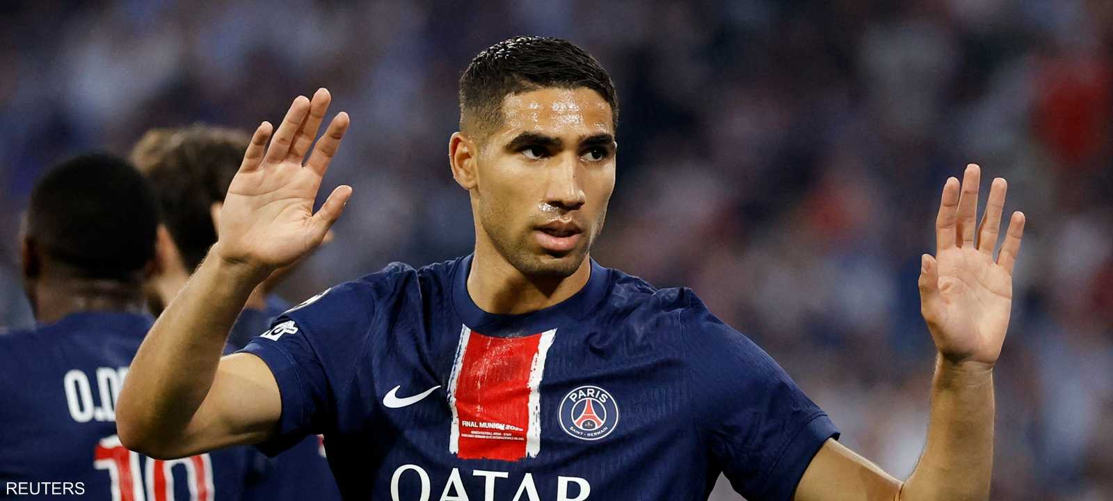 المغربي أشرف حكيمي لحظة تسجيله الهدف