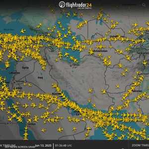 الأجواء تفرغ من الطائرات بعد الهجوم الإسرائيلي على إيران