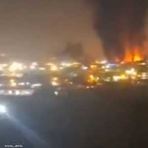 النيران في مطار مهر آباد بطهران