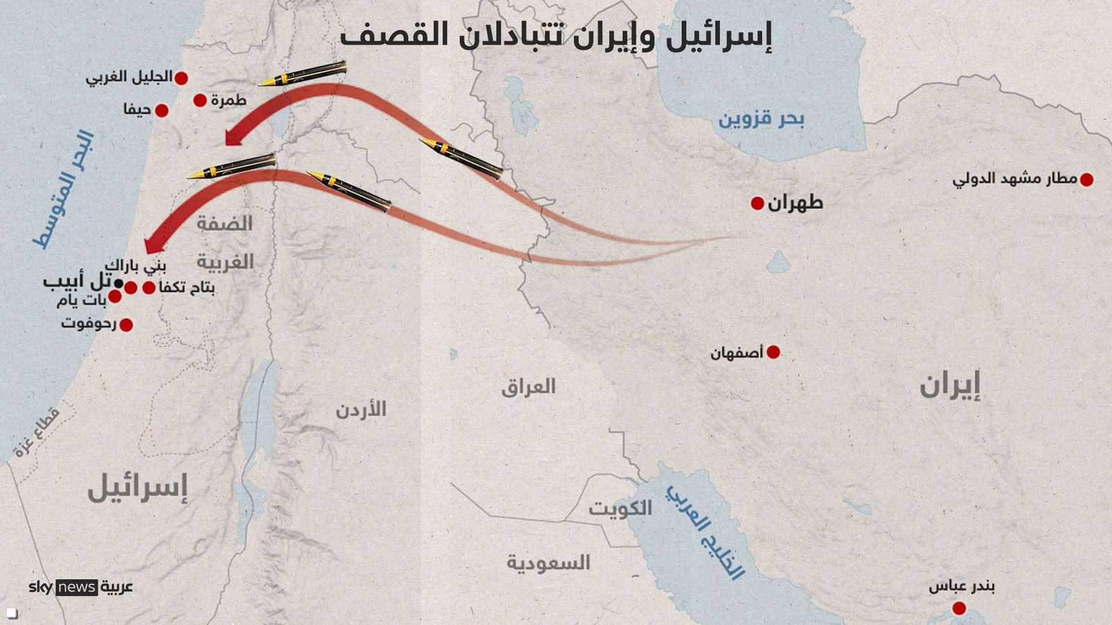 إيران ردت بقصف بواسطة الصواريخ والطائرات المسيرة