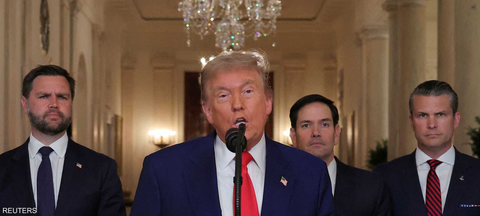 ترامب لحظة إعلانه قصف منشآت إيران النووية