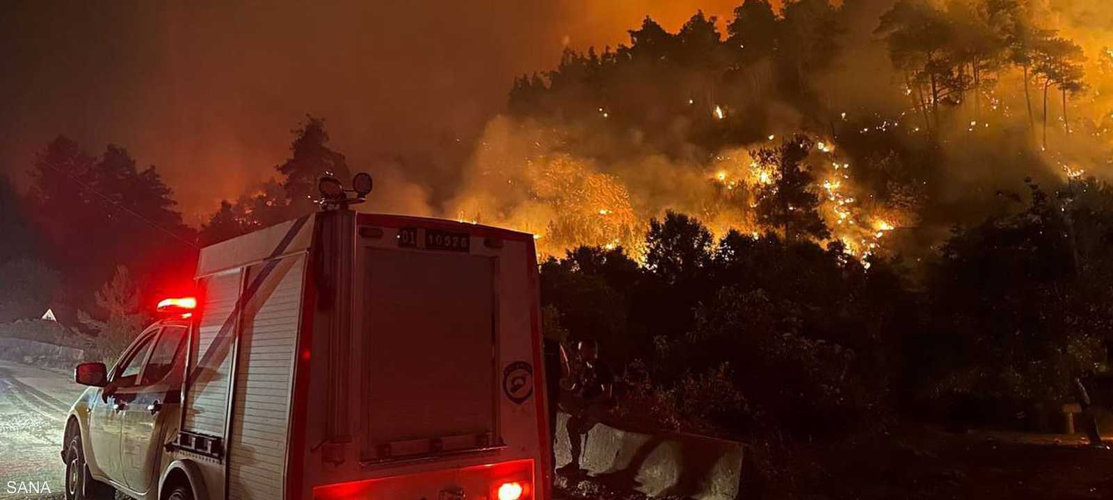 حرائق ضخمة في اللاذقية
