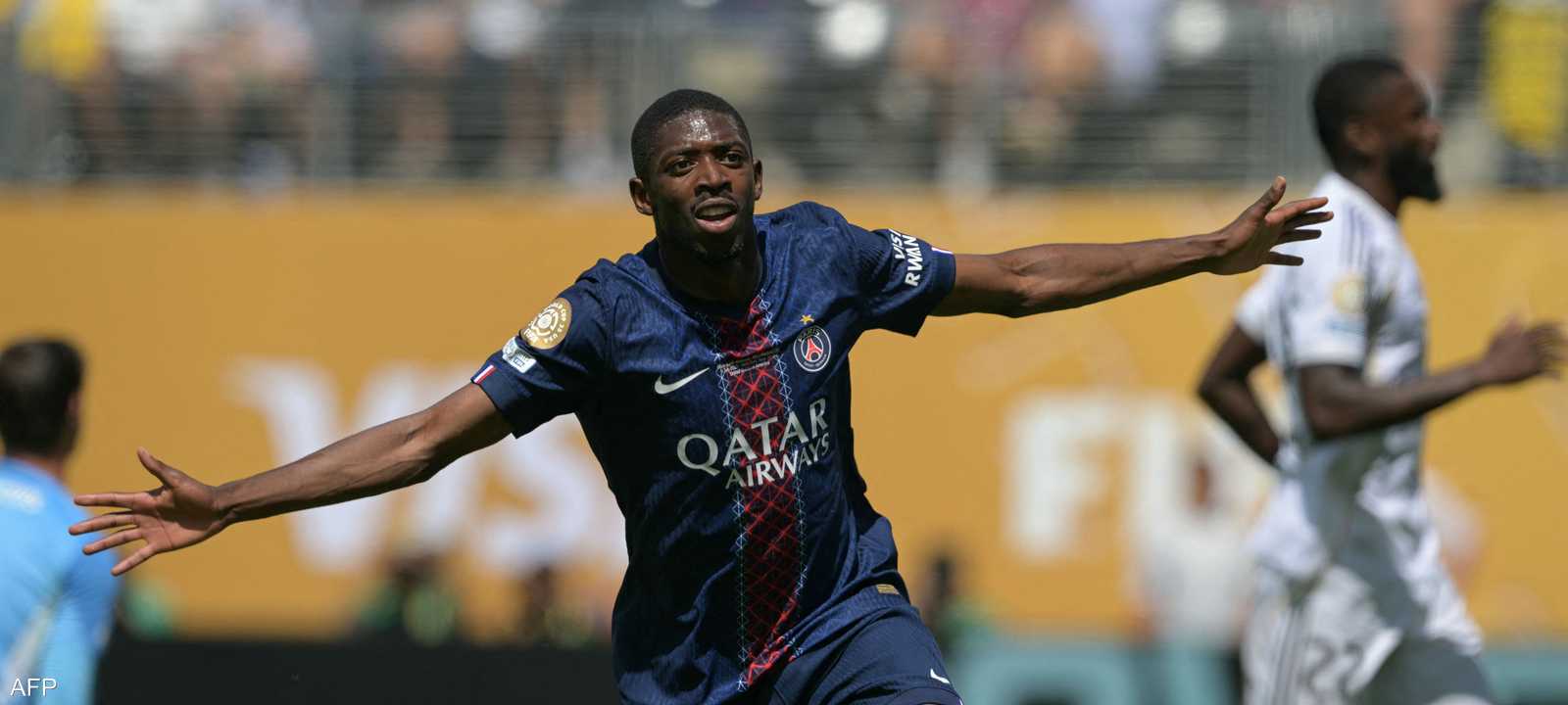 عثمان ديمبيلي محتفلا بهدفه أمام ريال مدريد