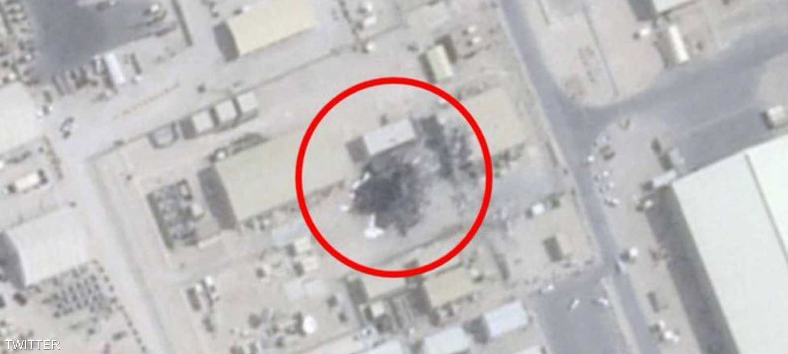 صورة أخرى للقبة في قاعدة العديد التي تعرضت للقصف