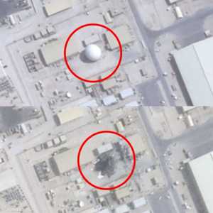 صورة أخرى للقبة في قاعدة العديد التي تعرضت للقصف