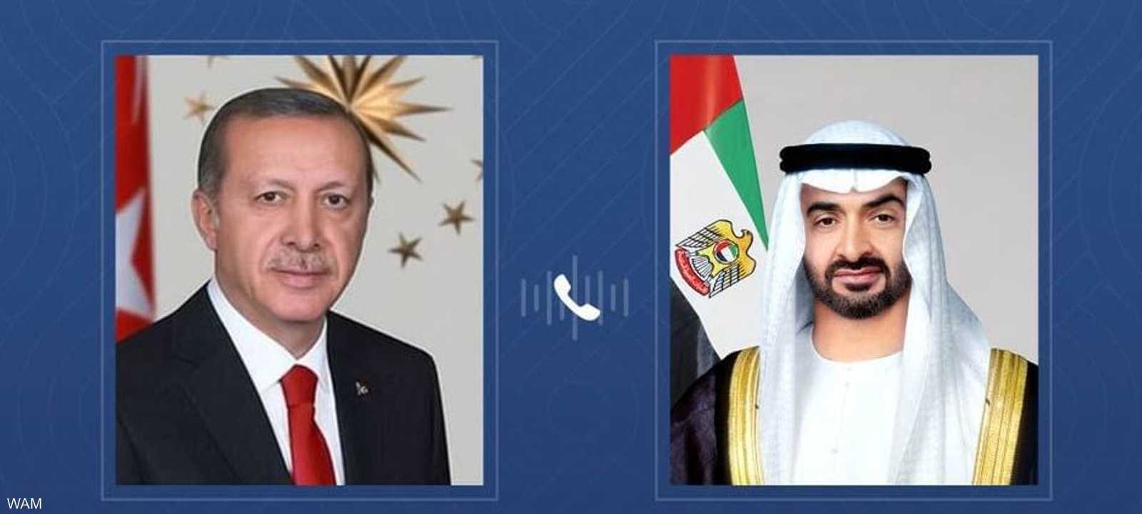 اتصال هاتفي جمع بين رئيس دولة الإمارات والرئيس التركي
