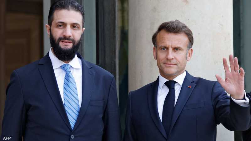 أرشيفية من لقاء ماكرون بالرئيس السوري أحمد الشرع
