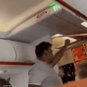 اعتقلت الشرطة الرجل بعد هبوط الطائرة