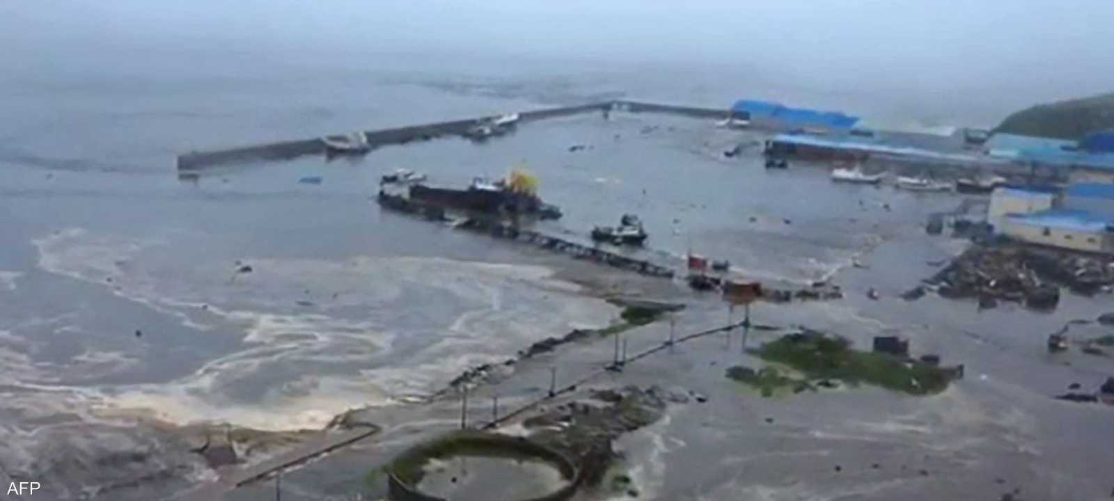 صورة تظهر إحدى جزر الكوريل الروسية التي ضربها تسونامي