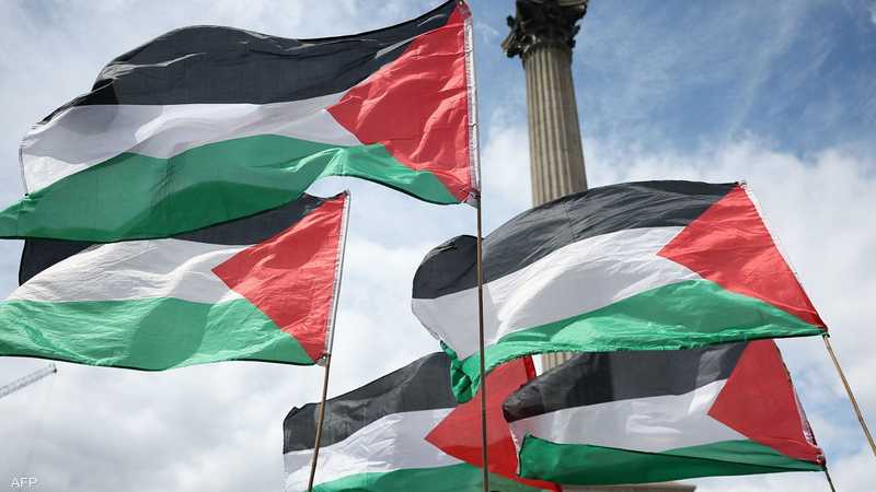 أرشيفية لأعلام فلسطينية في مظاهرة