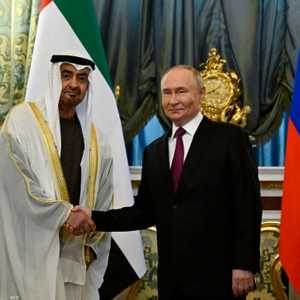 الشيخ محمد بن زايد و فلاديمير بوتين أثناء زياته لموسكو